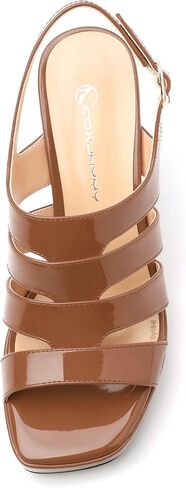 Women's thick soled sandals, square open toe thick heel women's ankle strap sandals, buckle leather insole sandals 3.3 inches, sexy thick heel sandals in Saudi Arabia