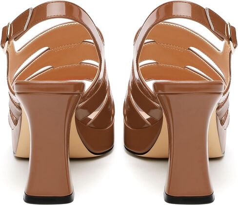 Women's thick soled sandals, square open toe thick heel women's ankle strap sandals, buckle leather insole sandals 3.3 inches, sexy thick heel sandals in Saudi Arabia