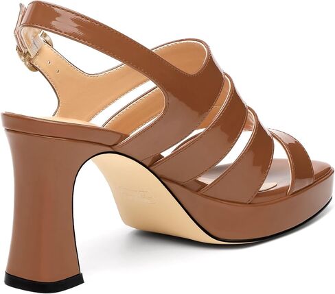 Women's thick soled sandals, square open toe thick heel women's ankle strap sandals, buckle leather insole sandals 3.3 inches, sexy thick heel sandals in Saudi Arabia
