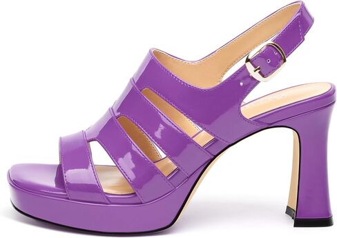 Women's thick soled sandals, square open toe thick heel women's ankle strap sandals, buckle leather insole sandals 3.3 inches, sexy thick heel sandals in Saudi Arabia