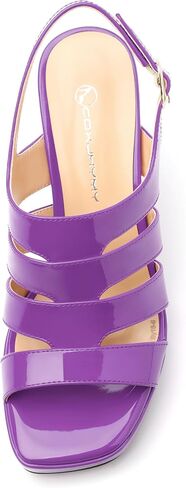 Women's thick soled sandals, square open toe thick heel women's ankle strap sandals, buckle leather insole sandals 3.3 inches, sexy thick heel sandals in Saudi Arabia