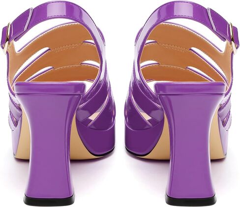Women's thick soled sandals, square open toe thick heel women's ankle strap sandals, buckle leather insole sandals 3.3 inches, sexy thick heel sandals in Saudi Arabia