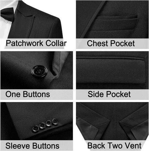 MAGE MALE Men's Tuxedo Jacket Slim Fit One Button Solid Blazer Jacket for Dinner,Prom,Party in Kuwait