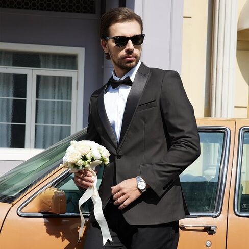 MAGE MALE Men's Tuxedo Jacket Slim Fit One Button Solid Blazer Jacket for Dinner,Prom,Party in Kuwait