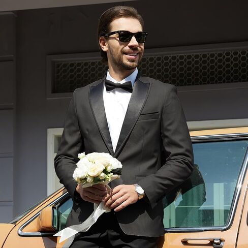 MAGE MALE Men's Tuxedo Jacket Slim Fit One Button Solid Blazer Jacket for Dinner,Prom,Party in Kuwait