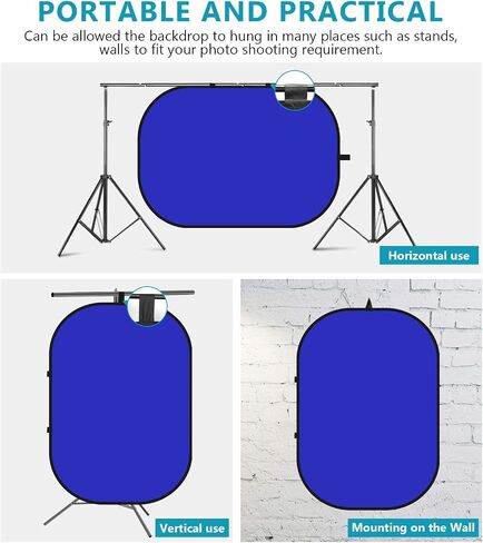 NEEWER Chromakey Backdrops, Double Sided Green Screen and Blue Screen, 2 in 1 Collapsible and Reversible Background for Photography, Gaming and Live Streaming, 5'×6.6'/1.5m×2m (Green/Blue) in Kuwait