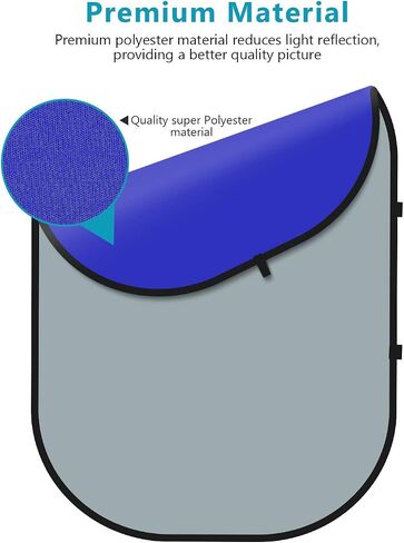 NEEWER Chromakey Backdrops, Double Sided Green Screen and Blue Screen, 2 in 1 Collapsible and Reversible Background for Photography, Gaming and Live Streaming, 5'×6.6'/1.5m×2m (Green/Blue) in Kuwait