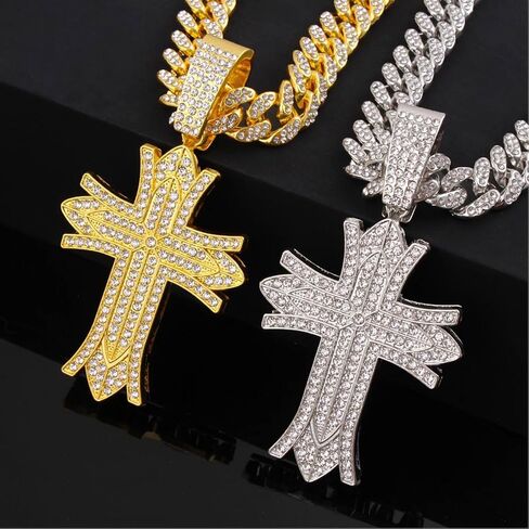 Cross Necklace for Men Stainless Steel Religious Retro Nail Cross Pendant Necklace in Kuwait