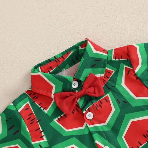 Toddler Baby Boy Watermelon Outfit Short Sleeve Lapel Neck Shirt Tops Suspender Shorts 2 Piece Clothes Sets in Saudi Arabia
