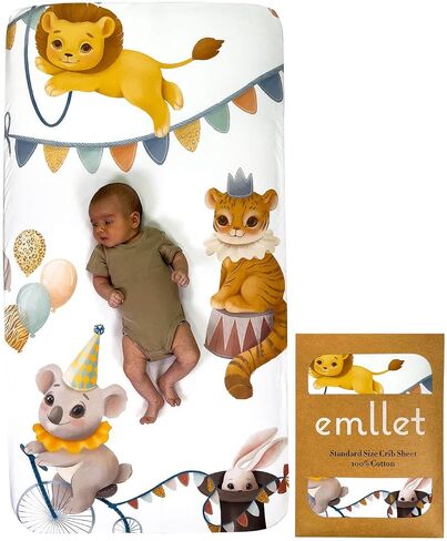 Unicorn Crib Sheets – 100% Cotton Fitted Baby Sheet, Soft & Breathable – Oeko-TEX Certified – Adorable Unicorn & Floral Design – Fits Standard Crib Mattresses – Ideal Nursery & Photo Backdrop in Kuwait