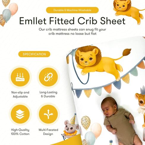 Unicorn Crib Sheets – 100% Cotton Fitted Baby Sheet, Soft & Breathable – Oeko-TEX Certified – Adorable Unicorn & Floral Design – Fits Standard Crib Mattresses – Ideal Nursery & Photo Backdrop in Kuwait