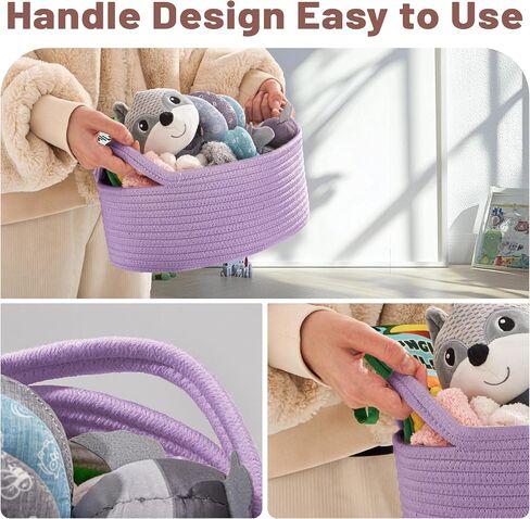 Small Woven Mothers Day Gifts Purple Basket for Storage Empty with Ribbons and Bags Durable Cute Gifts 12"X 8" X 5" Small Rope Basket for Gifting in Saudi Arabia