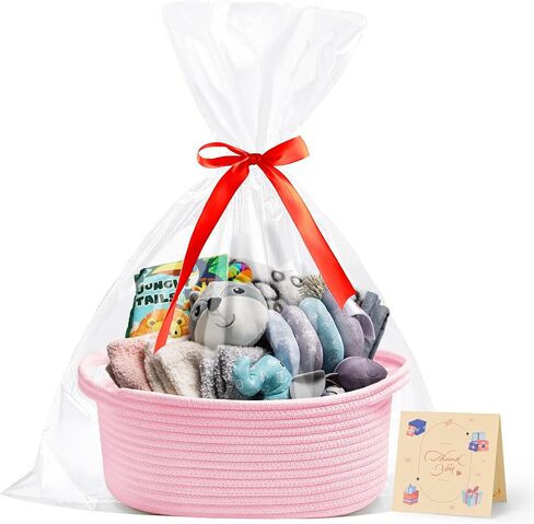 Small Woven Mothers Day Gifts Purple Basket for Storage Empty with Ribbons and Bags Durable Cute Gifts 12"X 8" X 5" Small Rope Basket for Gifting in Saudi Arabia