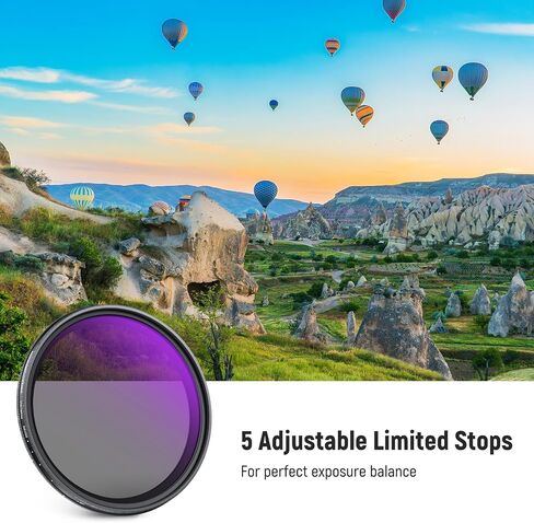 NEEWER 77mm ND2-32 (1-5 Stops) Variable ND Filter with Lens Cap, Cleaning Cloth, Precise Neutral Density Adjustment, Multicoated Optical Glass, Camera Photography Accessories in Saudi Arabia