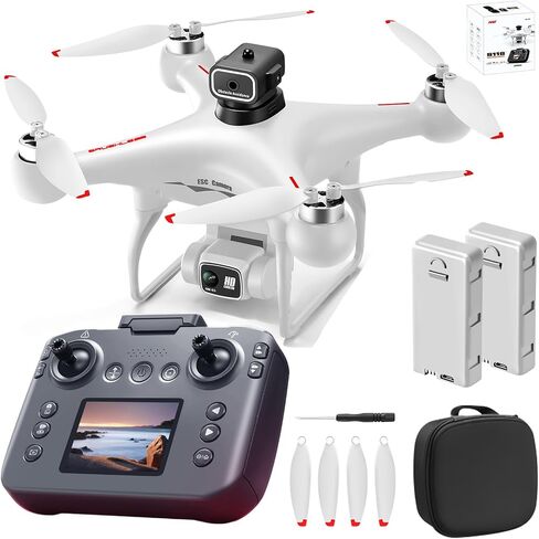 S116 GPS بدون طيار مع وحدة تحكم على الشاشة ، واثنتين ، ومحرك بدون فرش ، وعقد الارتفاع ، ومفتاح واحد الإقلاع/الهبوط ، مع حالة حمل أسود في الهواء الطلق (بطاريات سوداء - 2) in Kuwait