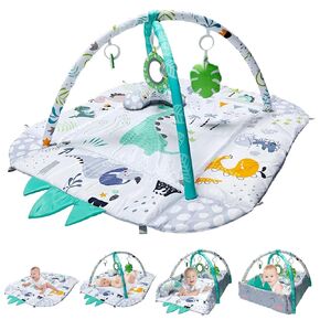 Baby Gym Play Mat with 5 Removable Hanging Toys,Dinosaur Animal with Ball Pit Infant Activity Gym for Sensory and Motor Skill Development Language Discovery,Thickened Mat, Tummy Time Mat,Newborn Gift