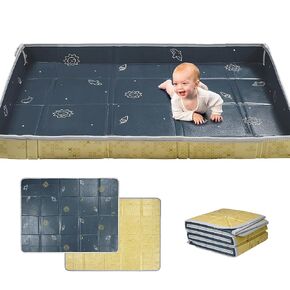 Taf Toys Foldable Soft Foam Baby Play Mat Waterproof Reversible Kids Play Mat for Floor Soft Foam Playmat Babies & Toddlers Extra Large 59.1"×71" Double-Sided Mat with Fold-Up Sides - Off White
