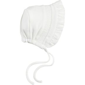 Mud Pie Children's Ivory Smocked Bonnet; NB-3M