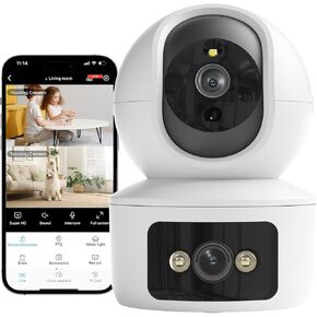 Pet Camera Indoor with Phone APP, Indoor Cameras for Home Security, 2.4GHz WiFi, Baby Monitor with Camera and Audio, Human/Pet Detection, Real-Time Alerts, 360 Monitor with 4X Zoom, Local Storage