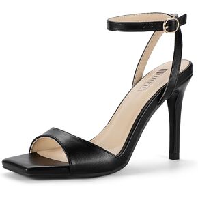 IDIFU IN4 High Heels Strappy Stiletto Heels Square Open Toe Heeled Sandals Wedding Bridal Prom Party Evening Dress Shoes for Women Comfortable Sexy Dressy Cute Ankle Strap Heels