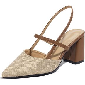 Block Heeled Sandals Pumps Chunky Closed Toe Shoes for Women