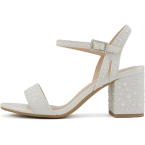 Delicious Everly ~ Women Ankle Strap Low Heel Bridal Dress Sandals