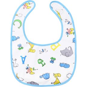 Littleforbig Cotton Waterproof Babydoll Printed Adult Bib with Adjustable Hook-and-Loop Fastener Closure - Giraffe and Zoo Animals Adult Bib