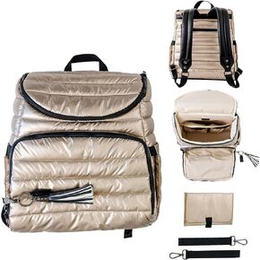 Citi Collective Gallery Diaper Bag Backpack - Casual Day-to-Day Backpack Fits 15" Laptop - Travel Bag with Multiple Compartments, Pockets, Portable Changing Pad, and Shoulder Strap-Black