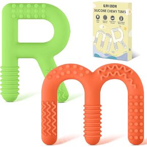 ألعاب Erkoon Chew للأطفال المصابين بالتوحد - BPA -Nae ، حلقات Teether السيليكون المحكم لتحفيز الفم وتهدئة - آمنة ودائمة وسهلة الاحتفاظ بها - من 2 من الأسنان متعددة الألوان （M+R） in Kuwait
