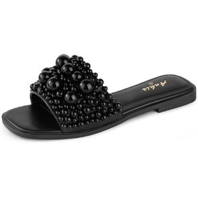 Ankis Black White Sandals Women Flat Sandals Comfortable Womens Slide Sandals Fashion Flat Sandals for Women 2025 Summer