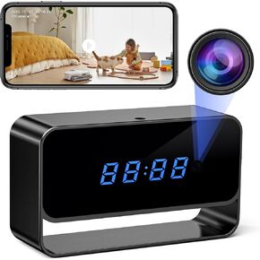 Nanny Cam Clock with Video, 4K FHD Wireless Hidden Camera, Auto Mini spy Camera with Night Vision for Indoor Home Office Security, Motion Detection