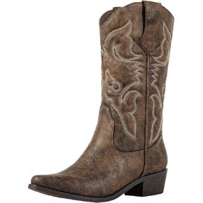 J's.o.l.e Cowboy Boots Women Snip Toe Cowgirl Boots Wide Calf Western Boots Brown