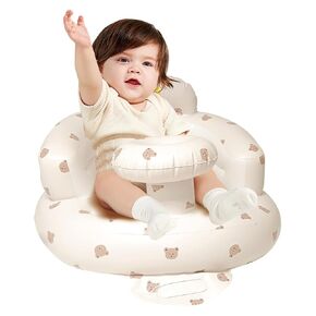 Inflatable sit up Chair for Babies 3-36 Months, Inflatable Baby Chair with Tray，Infant Back Support Sofa with Built in Air Pump for Inside and Outside (Brown Bear)