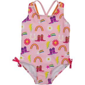 RuffleButts Pale Rainbow Stripe Tie Shoulder One-Piece - 2T