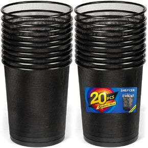 10-Pack 6 Gal Mesh Office Trash Can with 150Pcs Garbage Bags, Black Mesh Trash Cans, Open Metal Wire Wastebaskets, Waste Basket Trash Can for Near Desk, Recycling Garbage Container Bin
