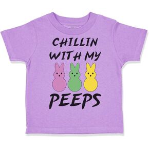 Toddler T-Shirt Easter Chillin with My Peeps Bunny Funny Humor Easter Cotton Bunny Boy & Girl Clothes Cute Baby Funny Tee Lavender Design Only 3T