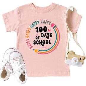 100 Days of School Shirt for Kids: Toddler Boys Girls Back to School T-Shirt Kindergarten Happy Gifts Tops