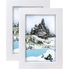 6x8 Black Picture Frames Set of 2, Solid Wood Photo Frame for Tabletop or Wall Mounting