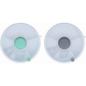 GoBe 2 Pack Kids Snack Spinner - Grey/Teal - Reusable Snack Container with 5 Compartment Dispenser and Lid - Leakproof, Spill-Proof - for Toddlers, Babies, Home, Travel