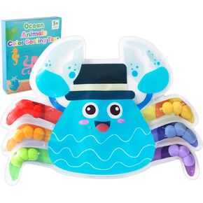 Color Sorting Sensory Toy Easter Basket Stuffers for Toddler Activities Toy, Sea Animals Color Matching Fidget Sensory Toys for Calm Down