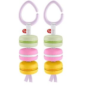 Fisher-Price My First Macaron Pretend Food TakeAlong Baby Rattle Activity Toy, Multicolor (Pack of 2)