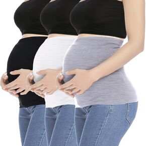 Belly Band for Pregnancy Maternity Clothes Belly Bands for Pregnant Women Black + White + Light Gray 5