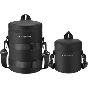 K&F Concept Camera Lens Pouch Case, Waterproof Zipper Lens Protective Bag （Size:S+L