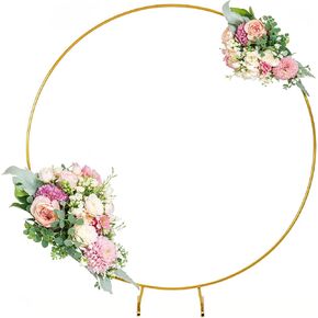 Liacere 6.6ft Round Backdrop Stand, Stable Balloon Arch Stand, Metal Wedding Arch Backdrop Stand Circle Backdrop Stand Frame for Wedding, Birthday Party, Baby Shower Decoration (Gold)