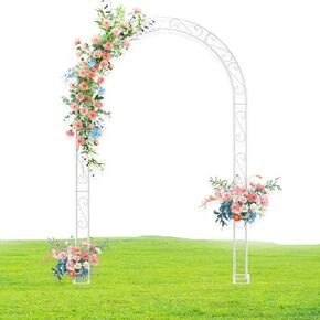 Open Arch Backdrop Stand,7.8FT White Metal Double Backdrop Arch U Shaped Wedding Arches for Ceremony,Baby Shower,Birthday Party Decoration