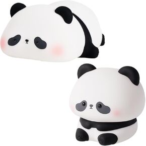 ATSUI Panda Night Light for Kids, Lying Down Panda & Sitting Panda, Food Grade Silicone, Rechargeable, Tap Fun Kawaii Lamp for Kids Room