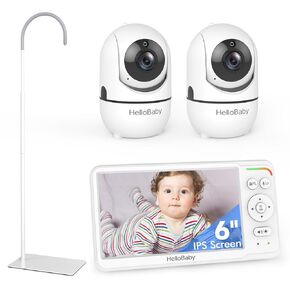 HelloBaby Baby Monitor with Floor Stand, World First 6'' IPS Screen Baby Camera Monitor, No WiFi and 30-Hour Battery Life, 178° Wide Viewing Angle, Baby Monitor with Camera and Audio