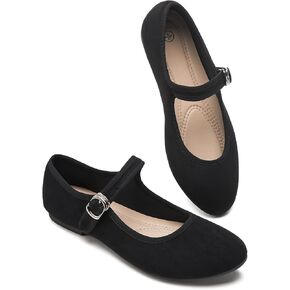 BABUDOG Womens Mary Jane Flats with Strap,Black Flats Shoes Dressy Comfortable,Ballet Flats for Women
