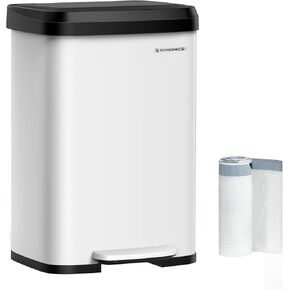 SONGMICS Kitchen Trash Can, 21 Gallon (80 L) Stainless Steel Garbage Can, with Stay-Open Lid and Step-on Pedal, Soft Closure, Tall, Large and Space-Saving, Black ULTB534B01