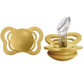 BIBS Pacifiers - Couture Collection | BPA-Free Baby Pacifier | Made in Denmark | Set of 2 Mustard Color Premium Soothers | Size 0-6 Months